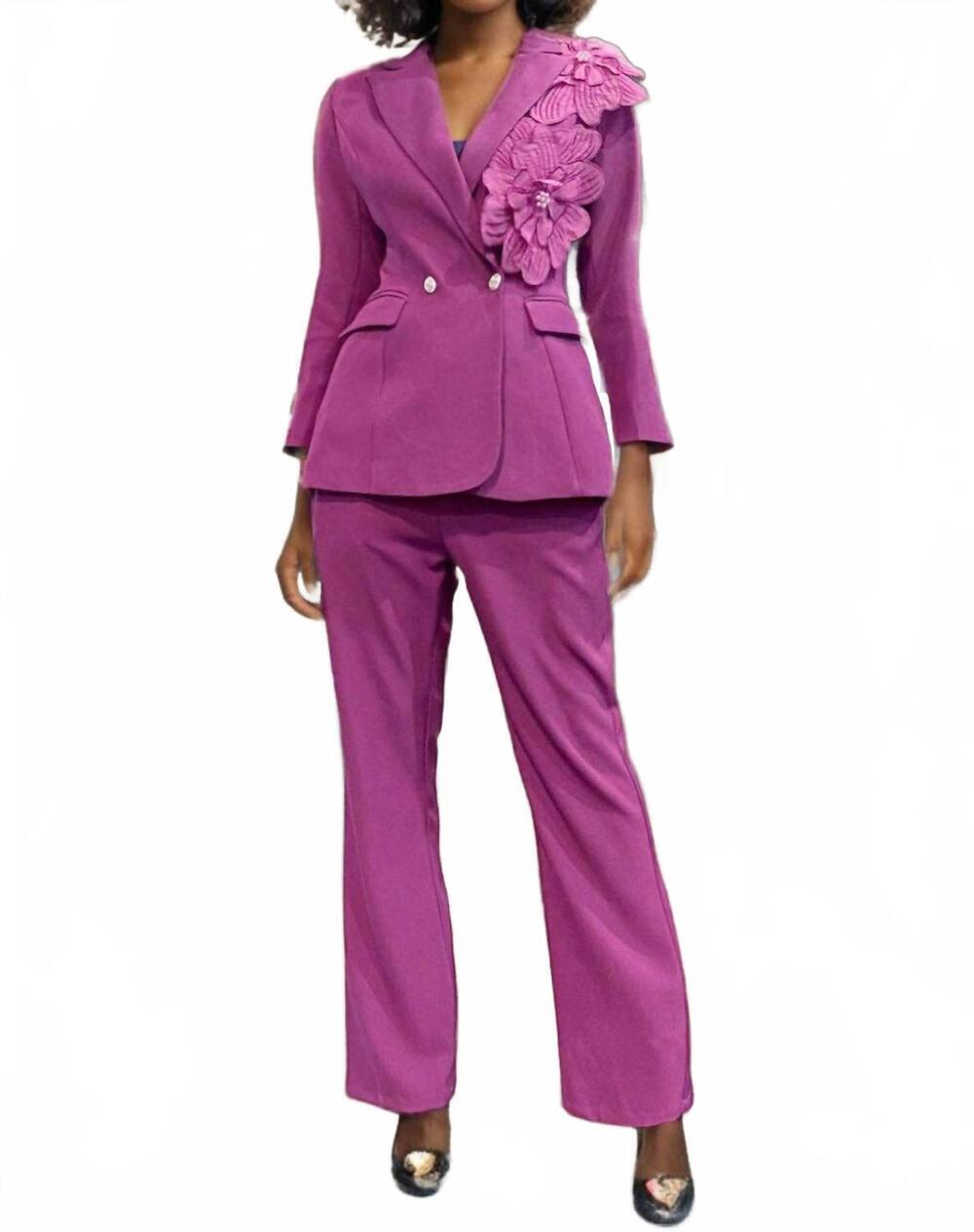 NEW N BY NANCY flower applique set in purple